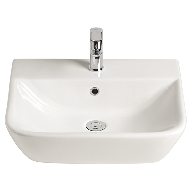 Cygnet Wall Basin One Taphole 550mm with Fixing Kit White