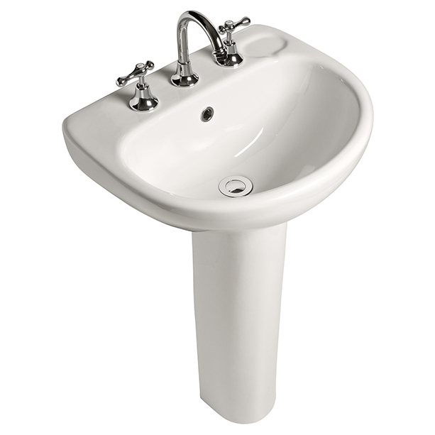 Studio Wall Basin with Fixing Kit 3 Taphole 500mm White